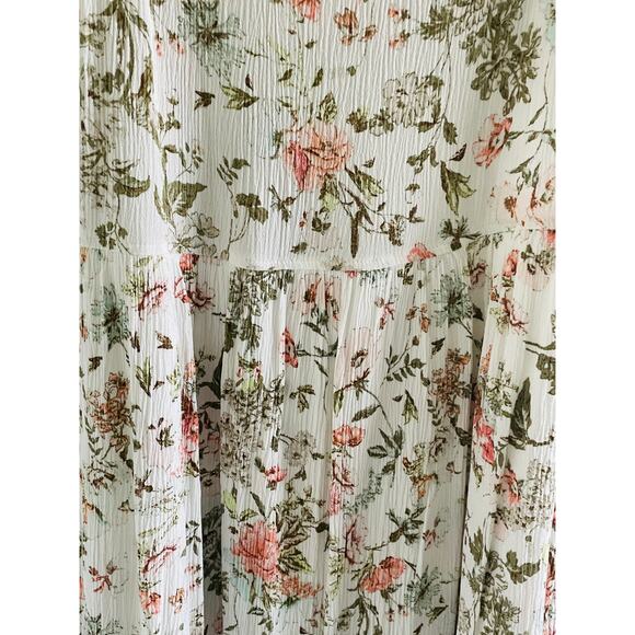 Frye White Floral Button Front Cottage Boho Midi Dress - Picture 7 of 8